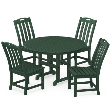 Yacht Club 5-Piece Round Side Chair Dining Set in Rainforest Canopy