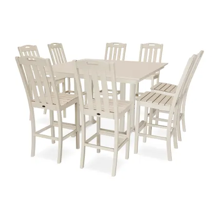 Trex Outdoor Furniture Yacht Club 9-Piece Farmhouse Trestle Side Chair Bar Set