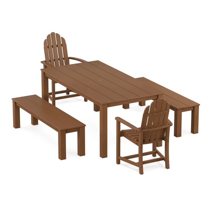 POLYWOOD Cape Cod Adirondack 5-Piece Parsons Dining Set with Benches