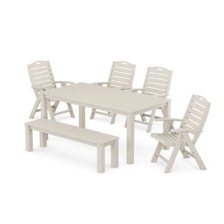 Trex Outdoor Furniture Yacht Club Highback Chair 6-Piece Parsons Dining Set with Bench