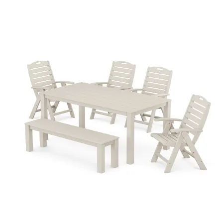 Trex Outdoor Furniture Yacht Club Highback Chair 6-Piece Parsons Dining Set with Bench