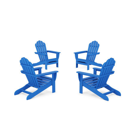 POLYWOOD 4-Piece Monterey Bay Adirondack Chair Conversation Set in Pacific Blue