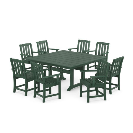 POLYWOOD Cape Cod 9-Piece Square Farmhouse Dining Set with Trestle Legs in Rainforest Canopy