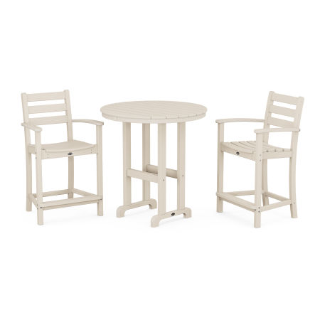 POLYWOOD Monterey Bay 3-Piece Arm Chair Counter Set in Sand Castle