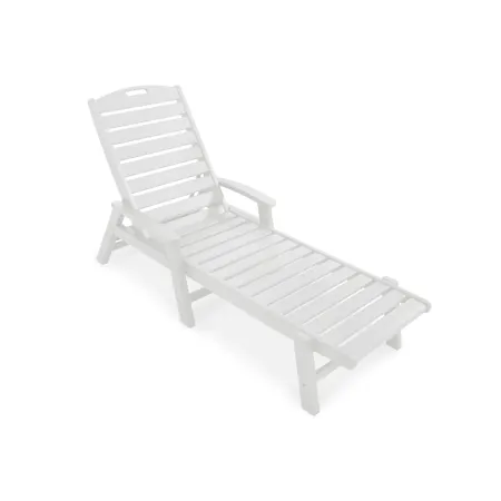 Trex Outdoor Furniture Yacht Club Chaise with Arms - Stackable in Classic White