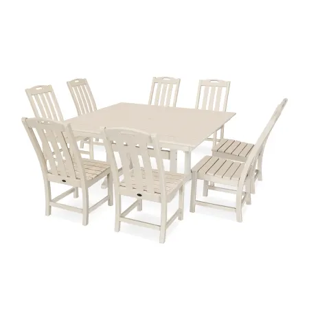 Trex Outdoor Furniture Yacht Club 9-Piece Farmhouse Trestle Side Chair Dining Set