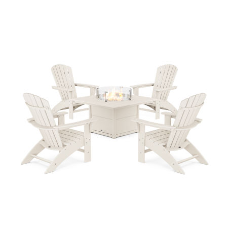 Yacht Club Adirondack 5-Piece Set with Square Fire Pit Table
