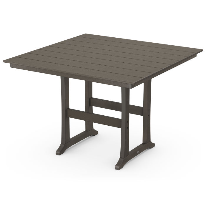 Farmhouse Trestle 59" Bar Table in Vintage Finish
