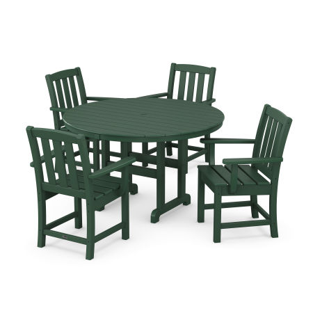POLYWOOD Cape Cod 5-Piece Round Farmhouse Dining Set in Rainforest Canopy