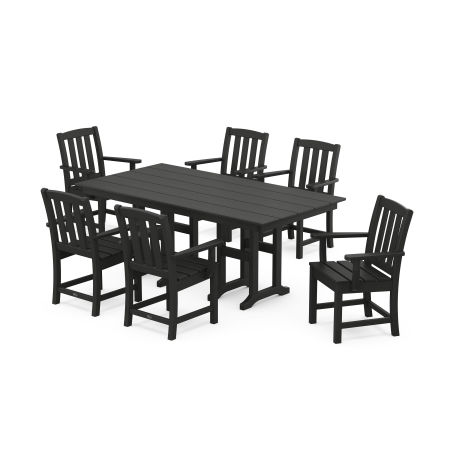 POLYWOOD Cape Cod Arm Chair 7-Piece Farmhouse Dining Set in Charcoal Black