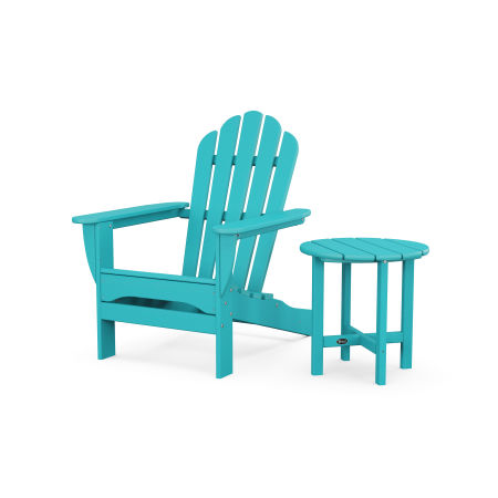 POLYWOOD Monterey Bay Adirondack Chair with Side Table in Aruba