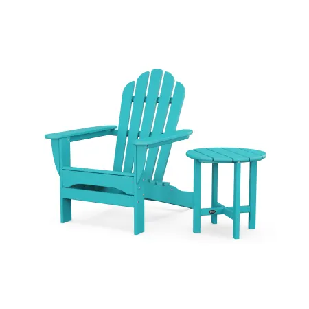 POLYWOOD Monterey Bay Adirondack Chair with Side Table in Aruba