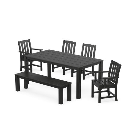 POLYWOOD Cape Cod 6-Piece Parsons Dining Set with Bench in Charcoal Black