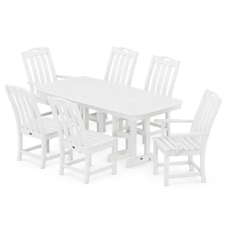 POLYWOOD Yacht Club 7-Piece Dining Set in Classic White