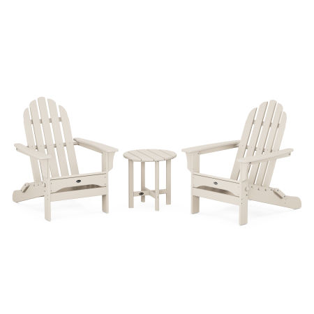 Cape Cod Folding Adirondack Set with Side Table in Sand Castle