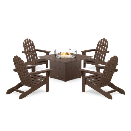 POLYWOOD Cape Cod Adirondack 5-Piece Set with Square Fire Pit Table in Vintage Lantern
