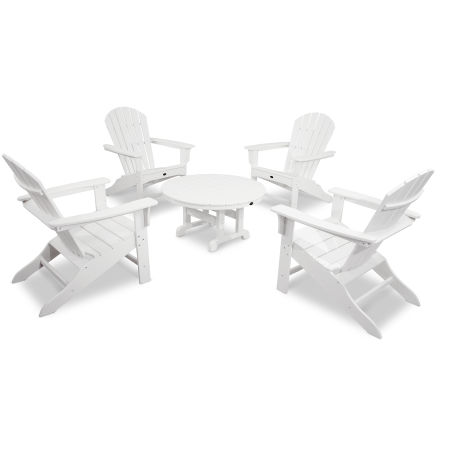 Trex Outdoor Furniture Yacht Club Shellback 5-Piece Adirondack Conversation Group in Classic White
