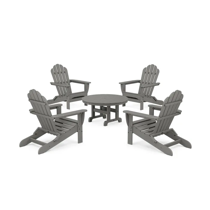 POLYWOOD 5-Piece Monterey Bay Folding Adirondack Chair Conversation Group