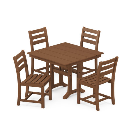 POLYWOOD Monterey Bay 5-Piece Farmhouse Trestle Side Chair Dining Set in Tree House