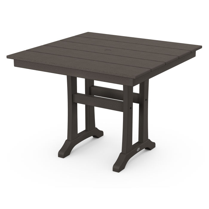 Farmhouse Trestle 37" Dining Table in Vintage Finish
