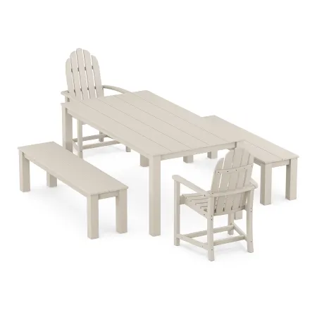 Trex Outdoor Furniture Cape Cod Adirondack 5-Piece Parsons Dining Set with Benches