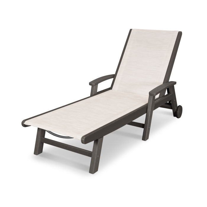 Coastal Chaise with Wheels in Vintage Finish
