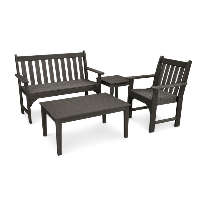 Vineyard 4-Piece Bench Seating Set in Vintage Finish
