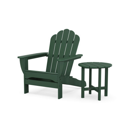 POLYWOOD Monterey Bay Oversized Adirondack Chair with Side Table in Rainforest Canopy