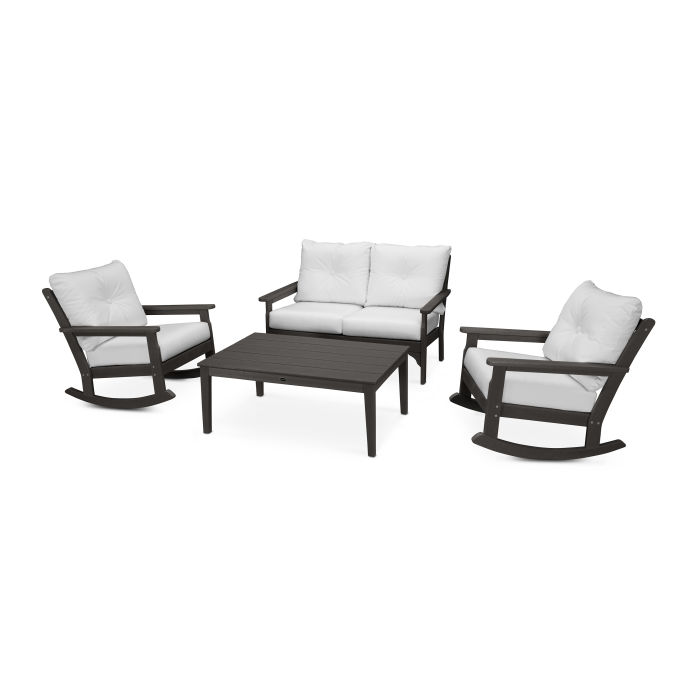 Vineyard 4-Piece Deep Seating Rocking Chair Set in Vintage Finish
