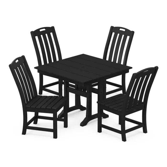 POLYWOOD Yacht Club 5-Piece Farmhouse Trestle Side Chair Dining Set