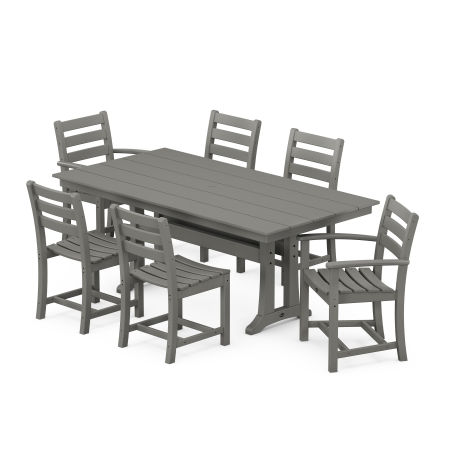 POLYWOOD Monterey Bay 7-Piece Farmhouse Trestle Dining Set in Stepping Stone