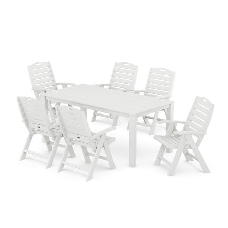 POLYWOOD Yacht Club Highback Chair 7-Piece Parsons Dining Set in Classic White