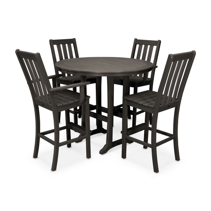 Vineyard 5-Piece Nautical Trestle Bar Set in Vintage Finish