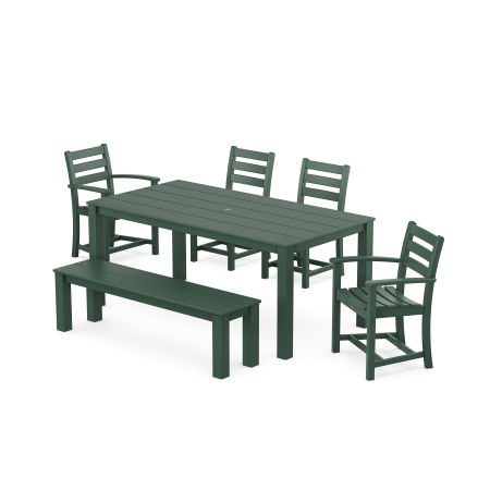 POLYWOOD Monterey Bay 6-Piece Parsons Dining Set with Bench in Rainforest Canopy