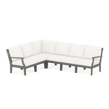 POLYWOOD Yacht Club Modular 6-Piece Deep Seating Set in Stepping Stone / Natural Linen