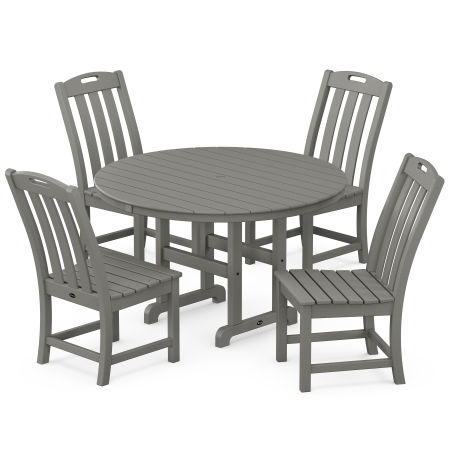 Yacht Club 5-Piece Round Side Chair Dining Set in Stepping Stone