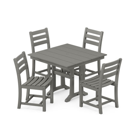 POLYWOOD Monterey Bay 5-Piece Farmhouse Trestle Side Chair Dining Set in Stepping Stone