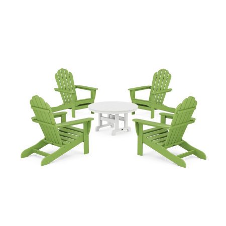 POLYWOOD 5-Piece Monterey Bay Adirondack Chair Conversation Group in Lime
