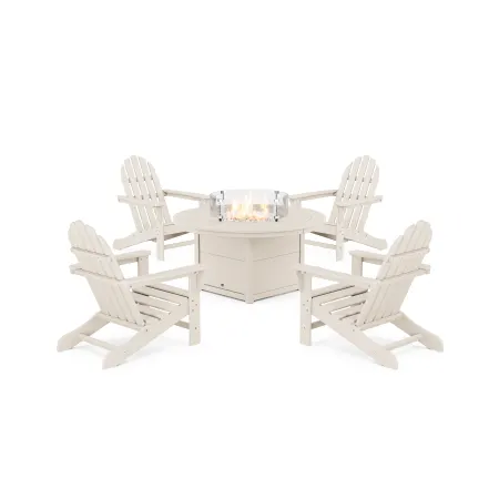 Trex Outdoor Furniture Cape Cod Adirondack 5-Piece Set with Round Fire Pit Table