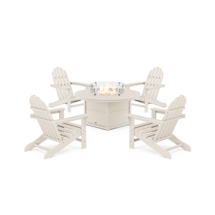 POLYWOOD Cape Cod Adirondack 5-Piece Set with Round Fire Pit Table