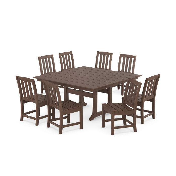 POLYWOOD Cape Cod Side Chair 9-Piece Square Farmhouse Dining Set with Trestle Legs