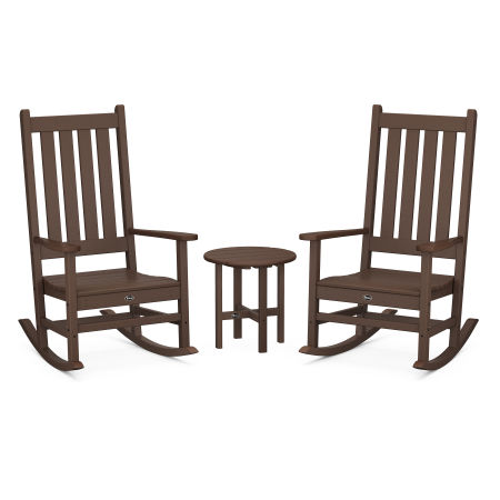 Cape Cod 3-Piece Porch Rocking Chair Set with Cape Cod Round 18" Side Table in Vintage Lantern