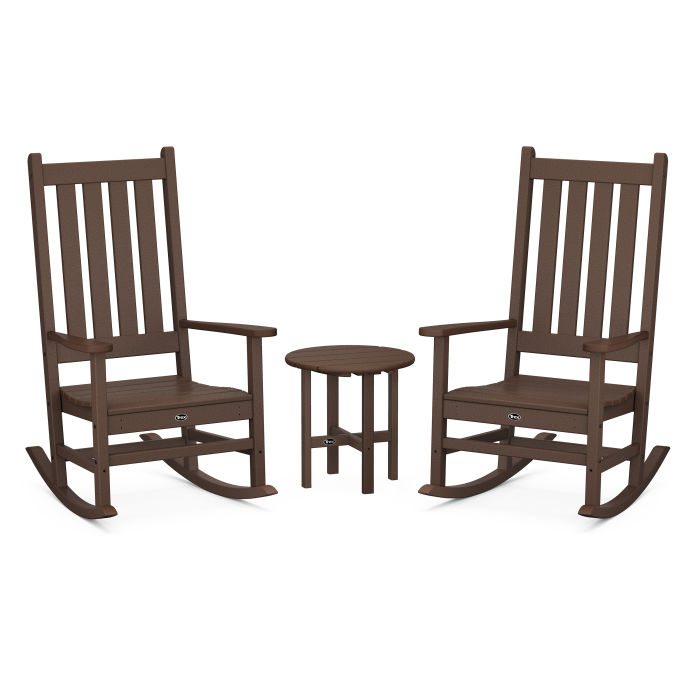 POLYWOOD Cape Cod 3-Piece Porch Rocking Chair Set with Cape Cod Round 18