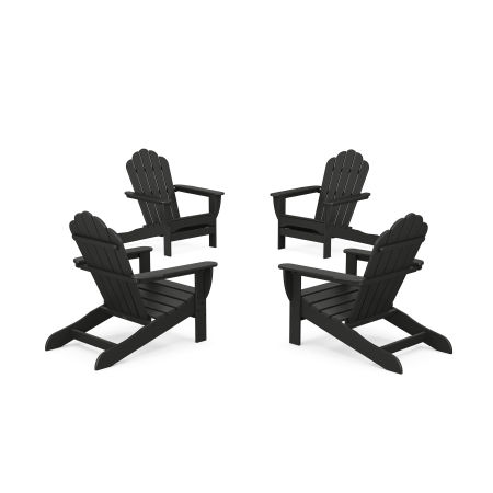 POLYWOOD 4-Piece Monterey Bay Oversized Adirondack Chair Conversation Set in Charcoal Black