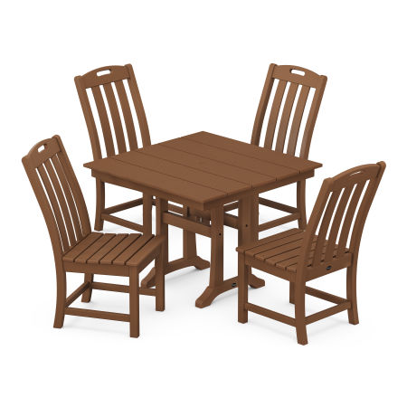 POLYWOOD Yacht Club 5-Piece Farmhouse Trestle Side Chair Dining Set in Tree House