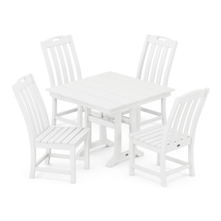 POLYWOOD Yacht Club 5-Piece Farmhouse Trestle Side Chair Dining Set in Classic White