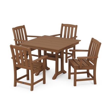 POLYWOOD Cape Cod 5-Piece Farmhouse Dining Set with Trestle Legs in Tree House