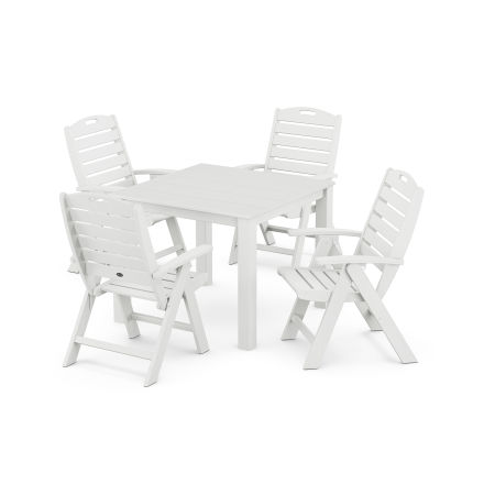 POLYWOOD Yacht Club Highback Chair 5-Piece Parsons Dining Set in Classic White