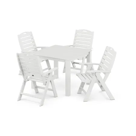 POLYWOOD Yacht Club Highback Chair 5-Piece Parsons Dining Set in Classic White