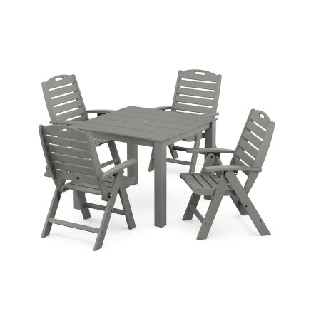POLYWOOD Yacht Club Highback Chair 5-Piece Parsons Dining Set in Stepping Stone